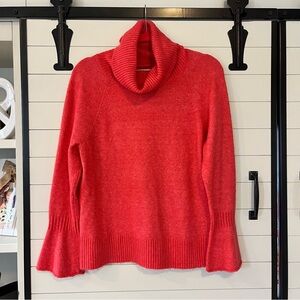LOFT Dark Pink Turtleneck Sweater Bell Sleeves Medium Soft